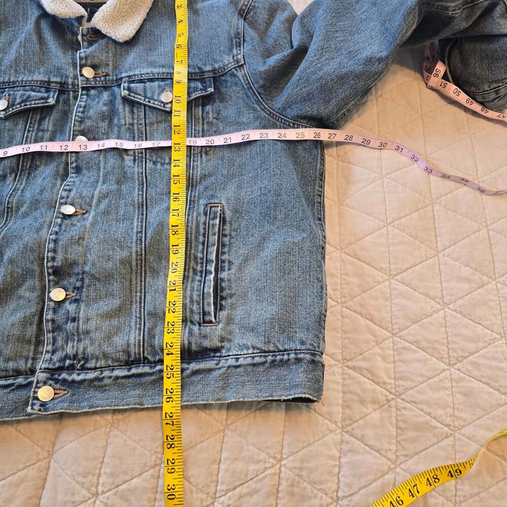 GH Bass Denim Trucker Jacket Men's XL Blue Sherpa Lined Classic Outdoors Vintage - Picture 9 of 10